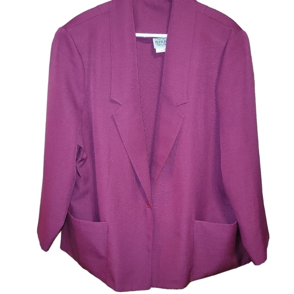 Vintage Nikki blazer size 42 pink, 80s vibe, polyester, pockets on front